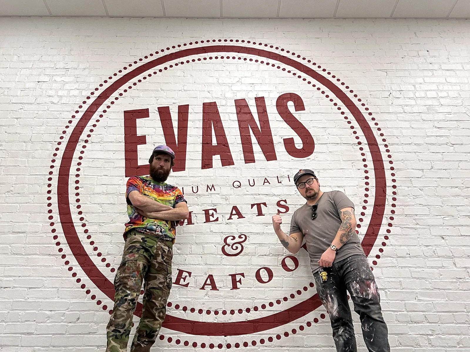 Creighton painting Evans Meats wall mural