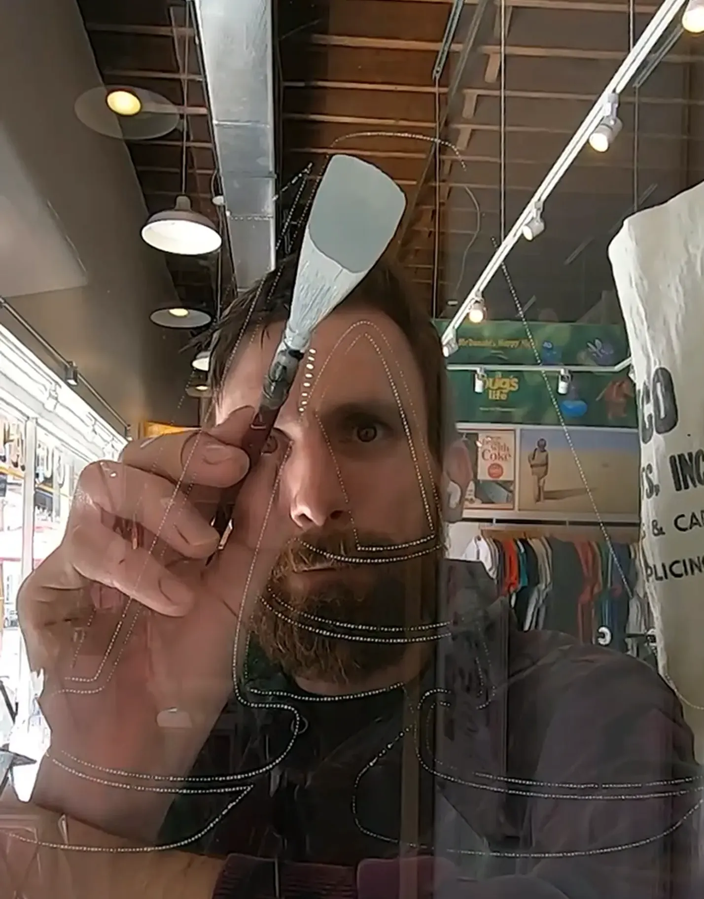 Creighton painting window lettering