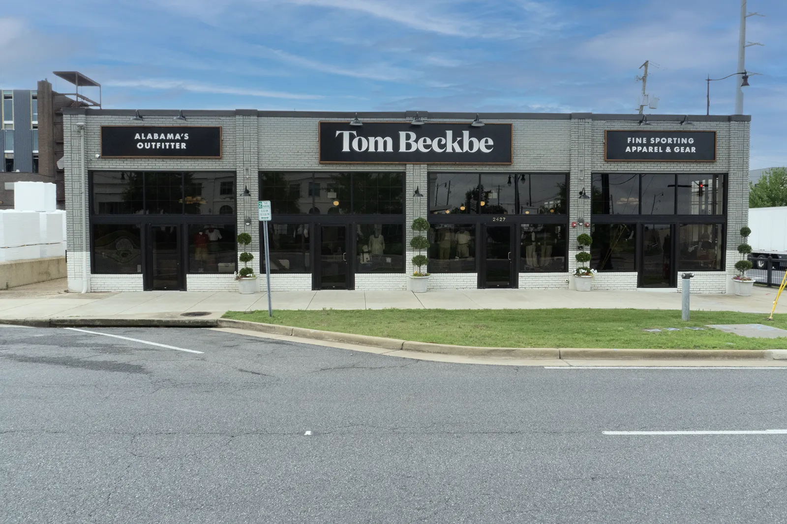 Tom Beckbe storefront with hand-lettered signage, Tuscaloosa AL